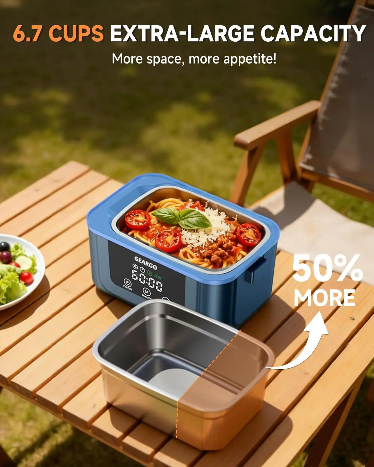 Cordless Electric Heated Lunch Box With Rechargeable Self Heating