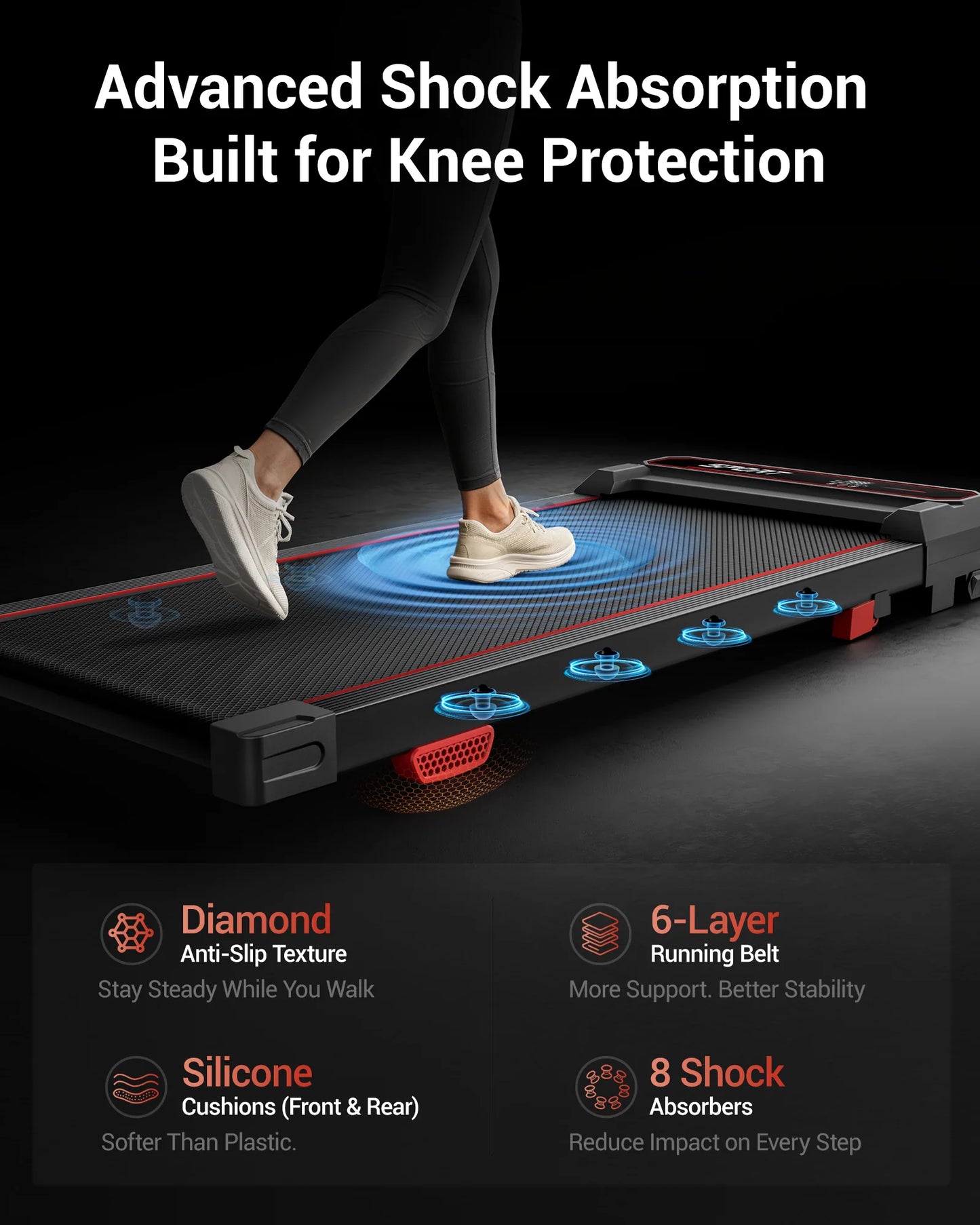 Umay Compact Foldable Walking Pad Treadmill With LED Display