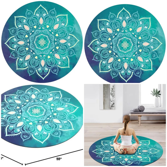 YTYIN Pilates Round Yoga Mat Suede Rubber Non-Slip