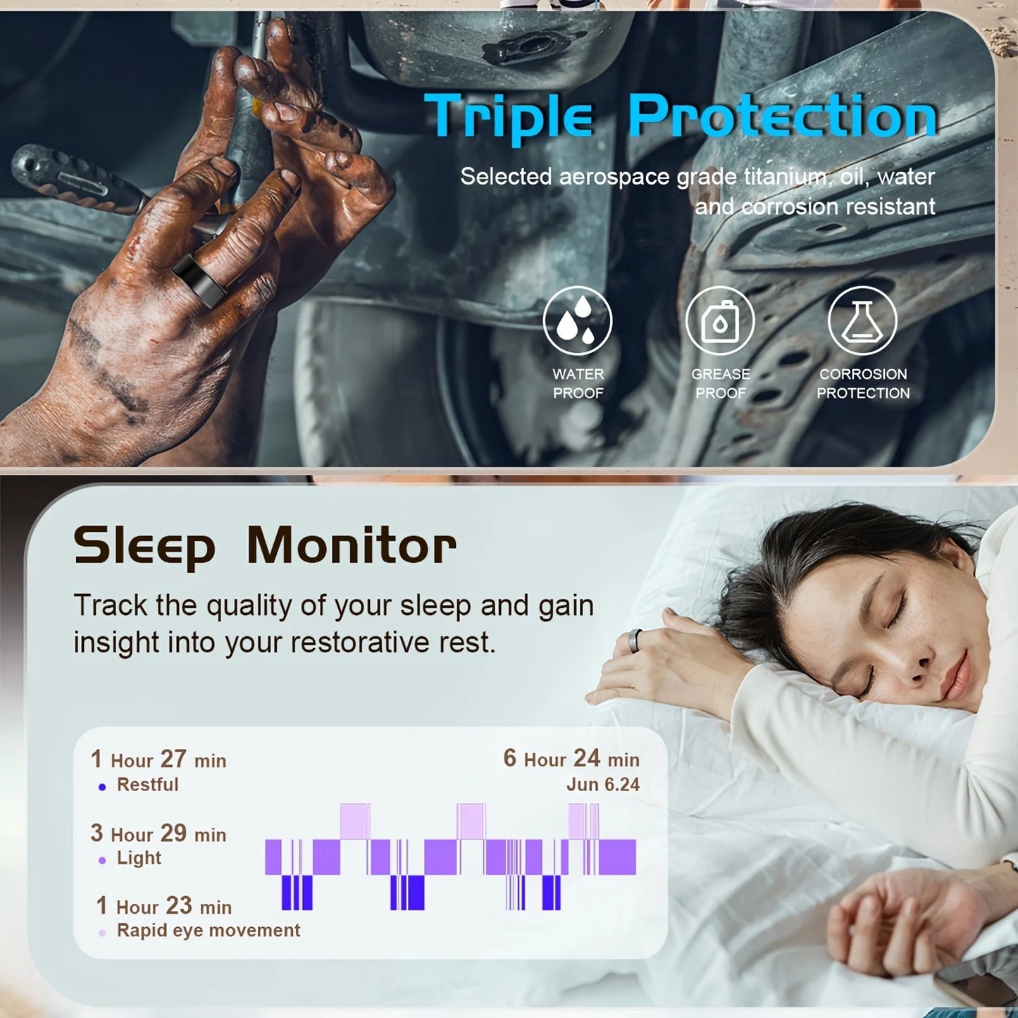 Odelettevcy Smart Ring Fitness Tracker With Health And Sleep Monitoring