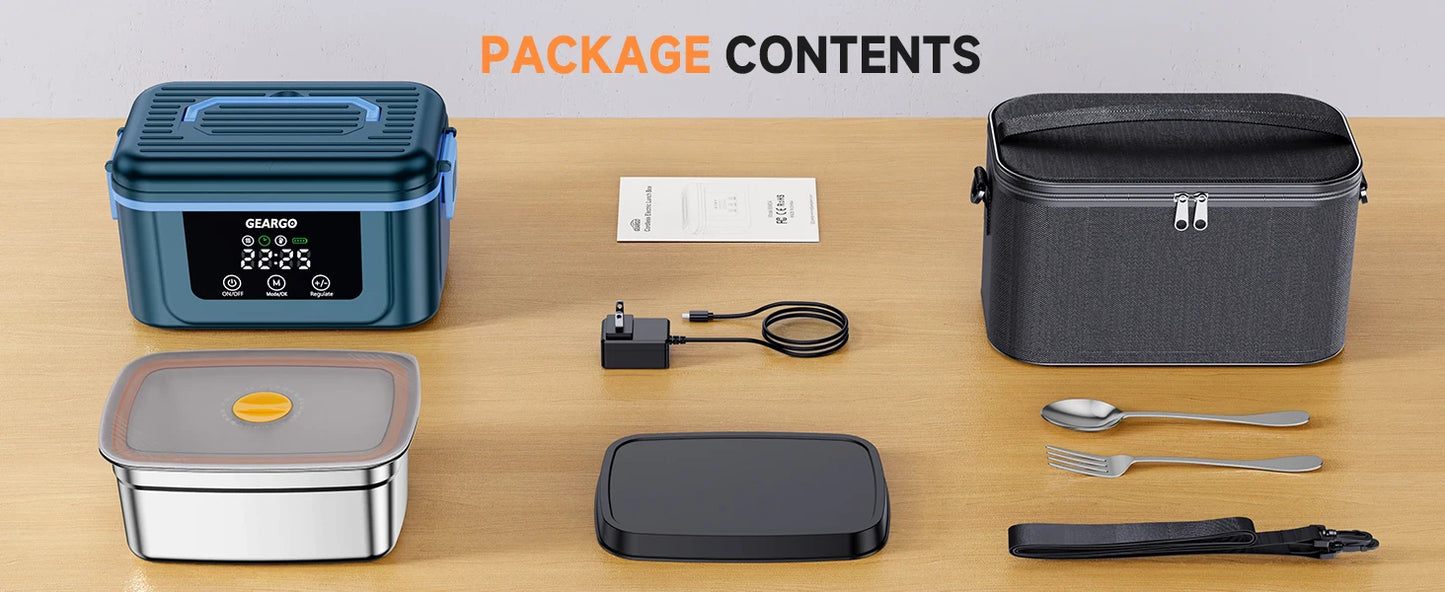 Cordless Electric Heated Lunch Box With Rechargeable Self Heating