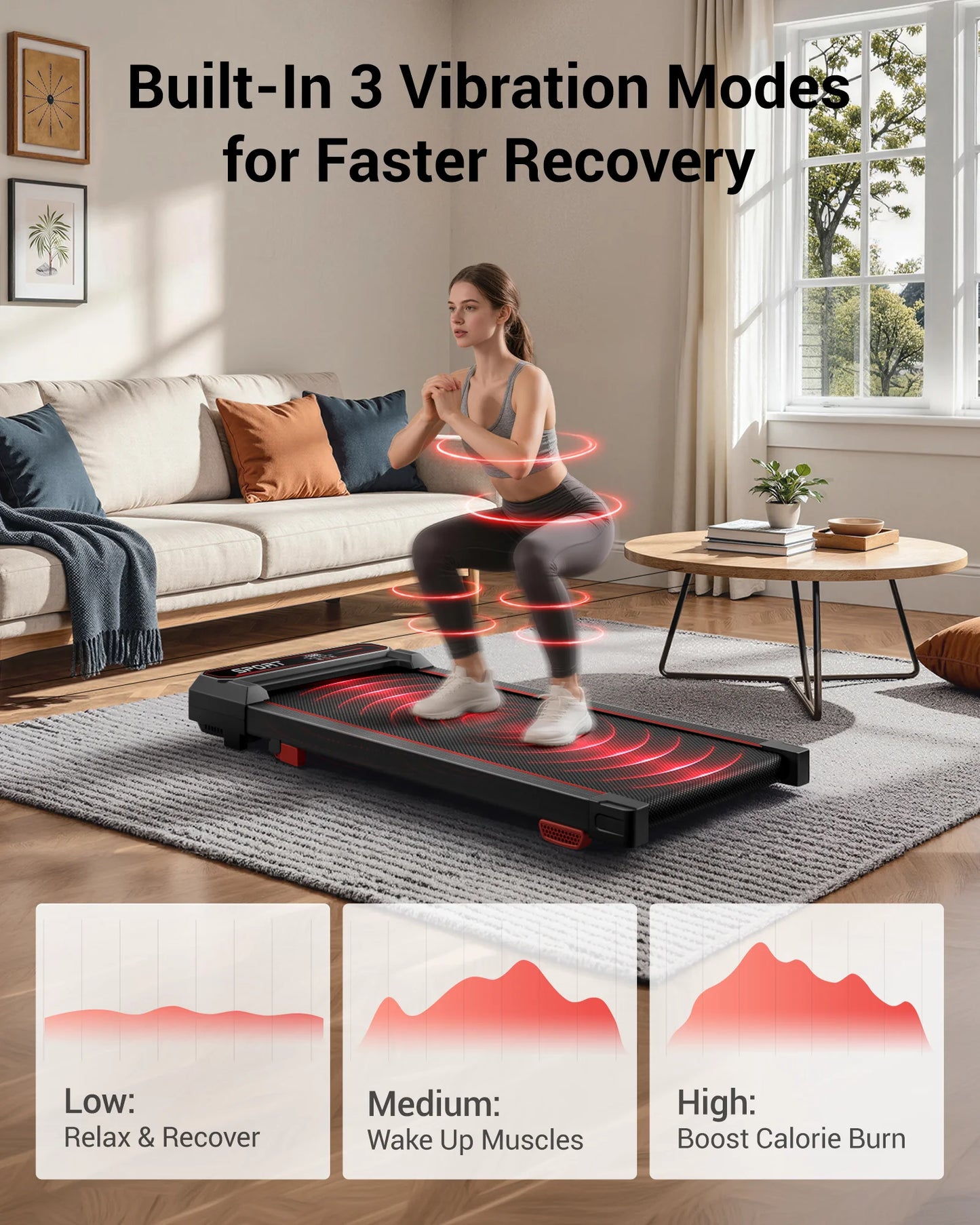 Umay Compact Foldable Walking Pad Treadmill With LED Display