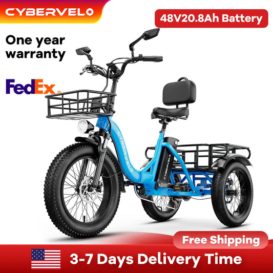 Cybervelo C16 Adult Folding Electric Tricycle With Fat Tires