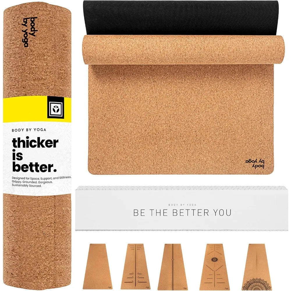 Body By Yoga Cork Yoga Mat Extra Thick NonSlipGripPro