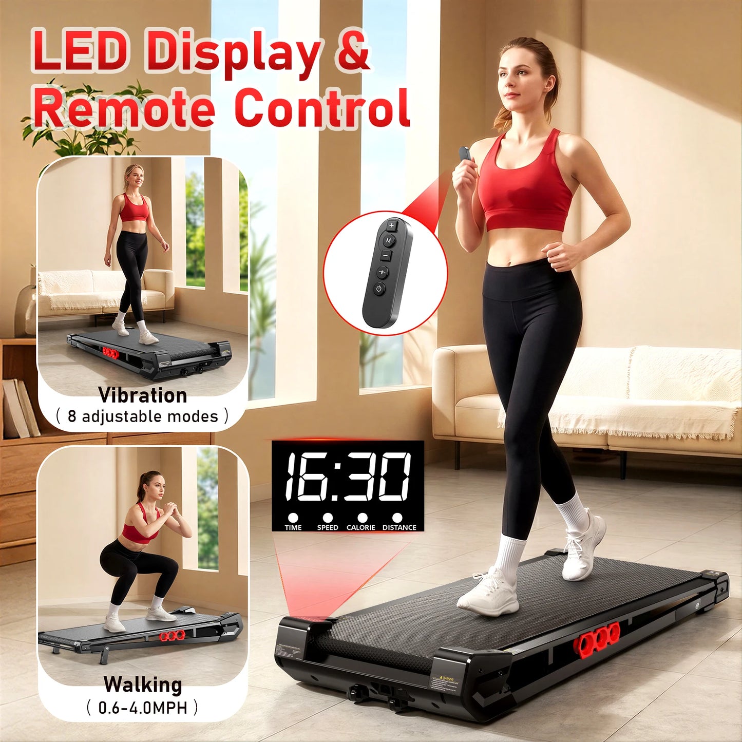 Akluer Vibration Walking Pad With Brushless Motor And Remote Control
