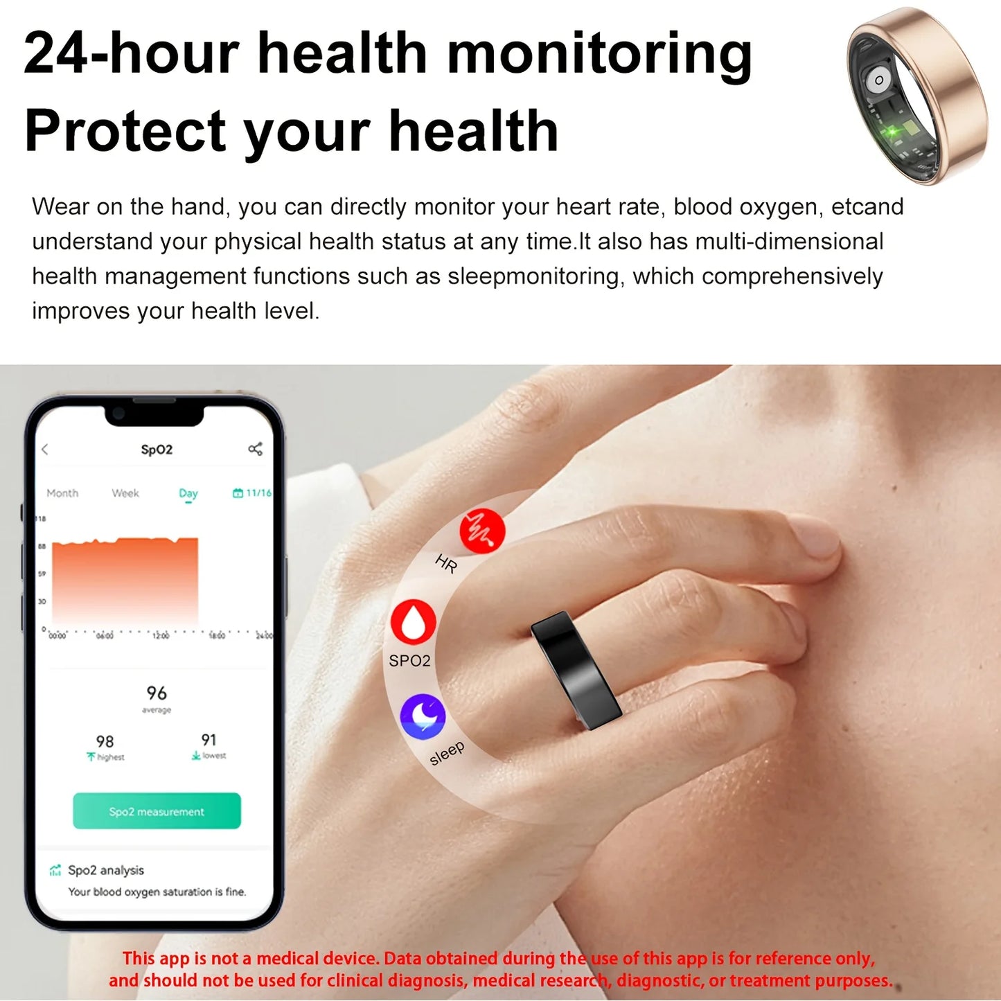 Odelettevcy Smart Ring Fitness Tracker With Health And Sleep Monitoring