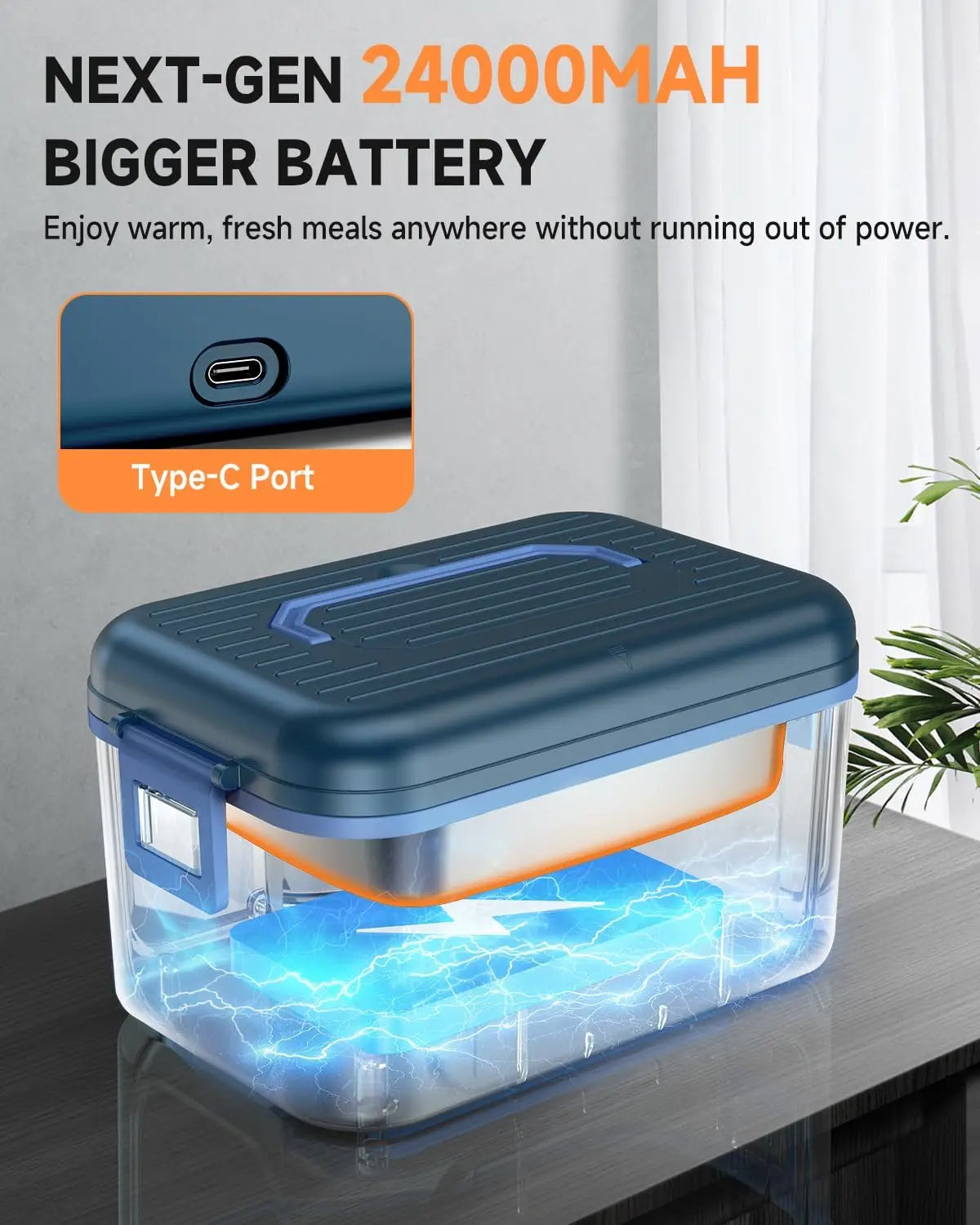 Cordless Electric Heated Lunch Box With Rechargeable Self Heating