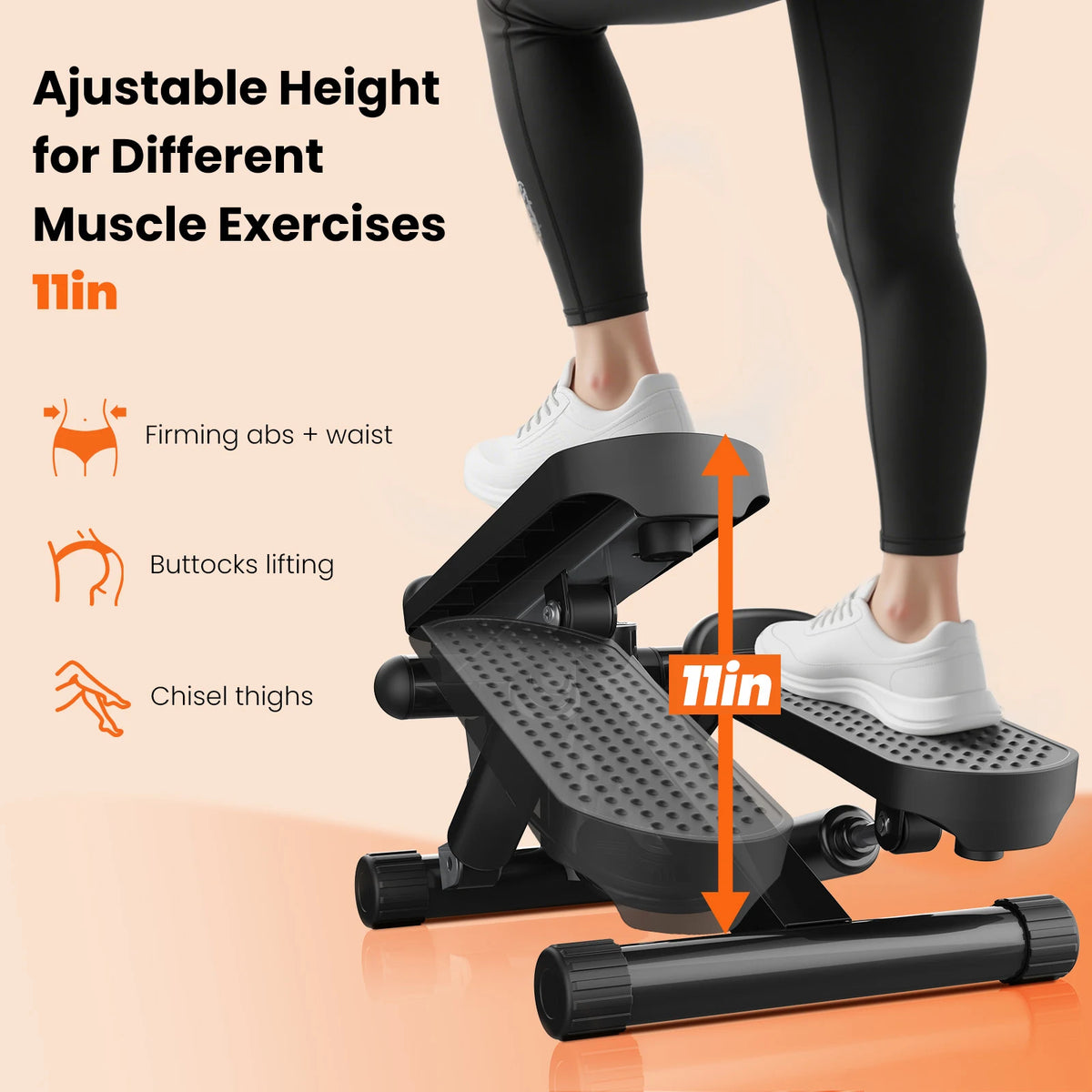 Hydraulic Mini Stepper With Resistance Bands And LCD Monitor