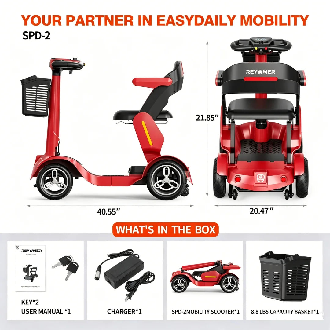 Foldable Electric Mobility Scooter Lightweight Adult Transport Aid