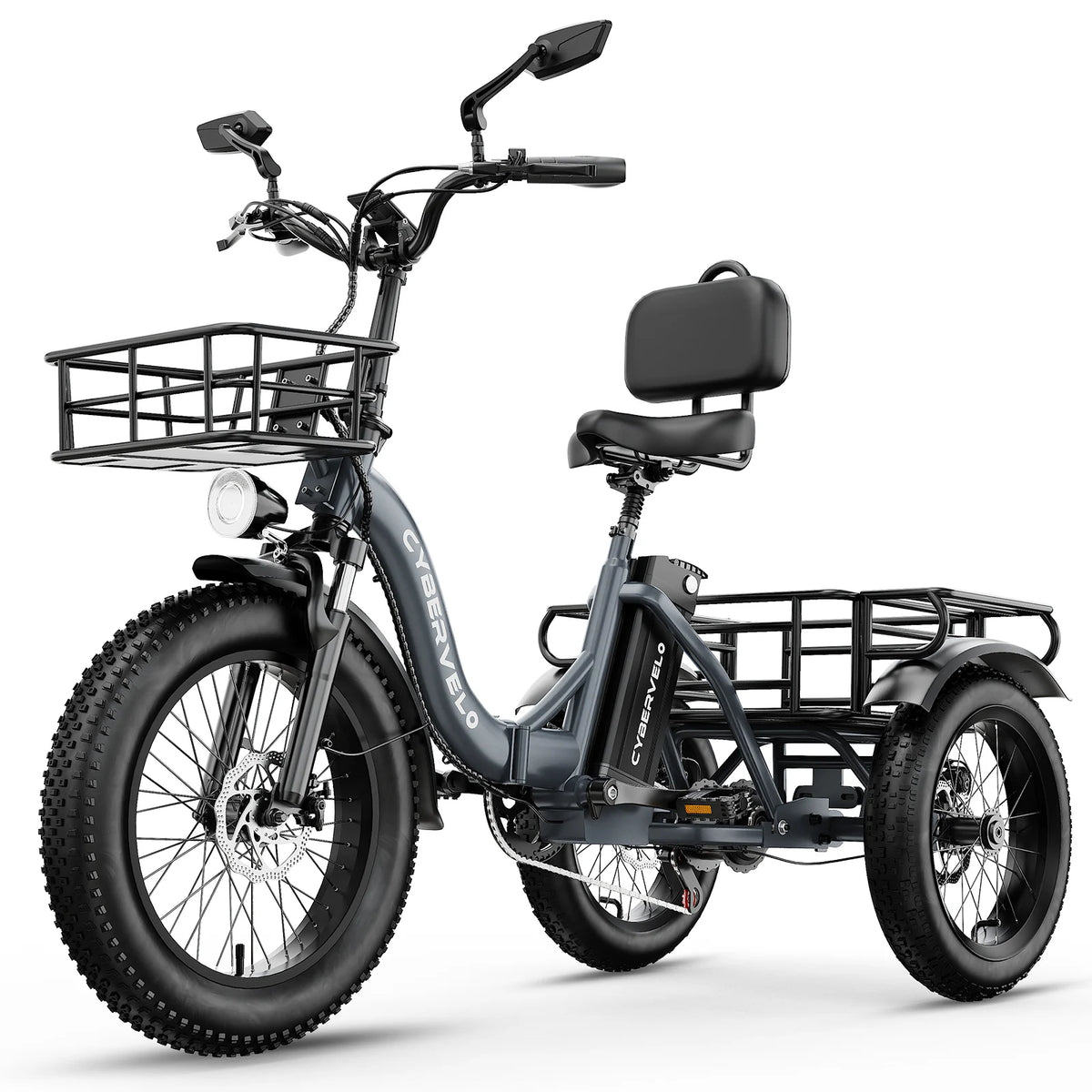 Cybervelo 1000W Folding Electric Tricycle With Removable Battery
