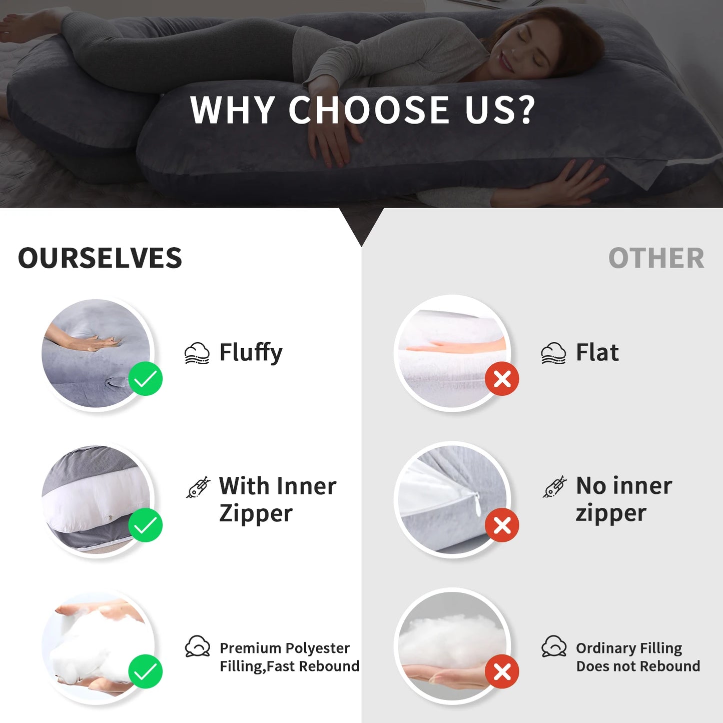 G Shaped Full Body Maternity Pillow With Memory Foam Support