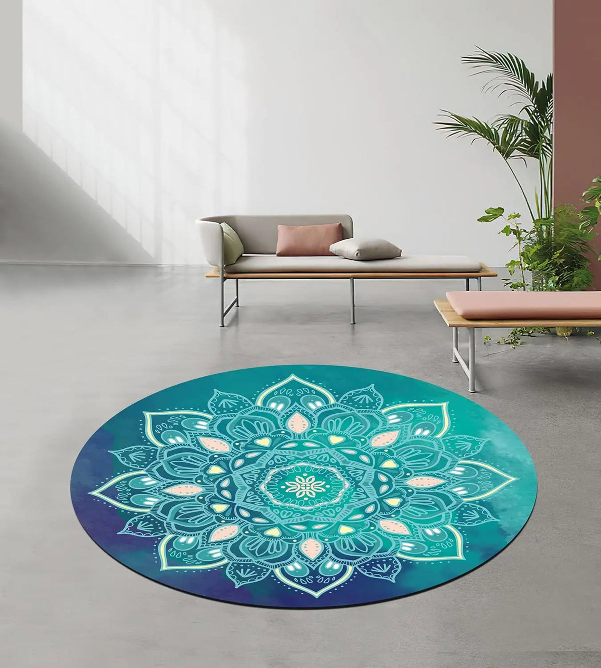 YTYIN Pilates Round Yoga Mat Suede Rubber Non-Slip