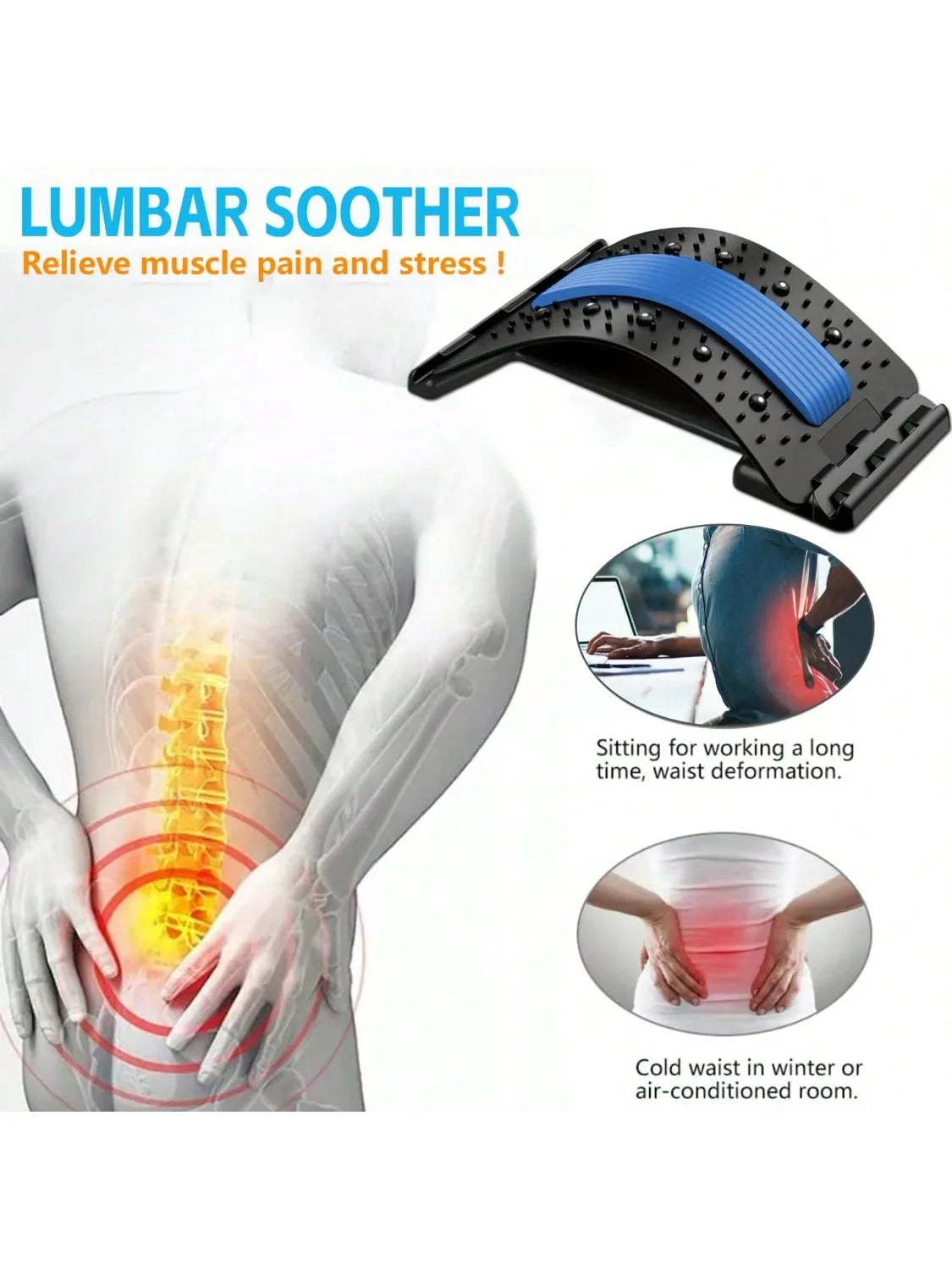 Adjustable Cervical And Waist Back Stretcher Ergonomic Design