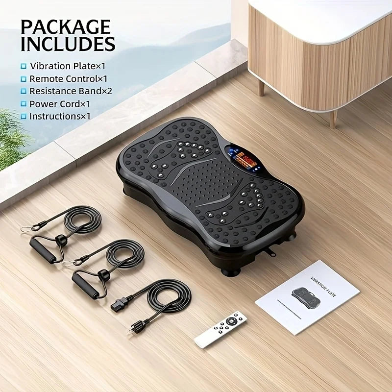 BZEQ Compact Vibration Platform Exercise Machine With Resistance Bands