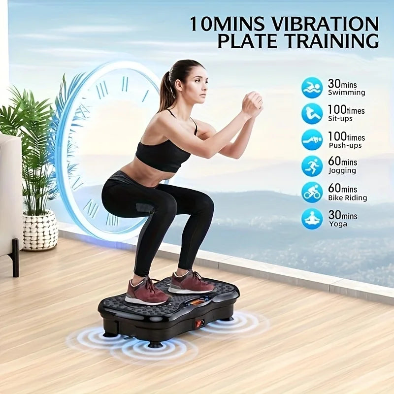 BZEQ Compact Vibration Platform Exercise Machine With Resistance Bands