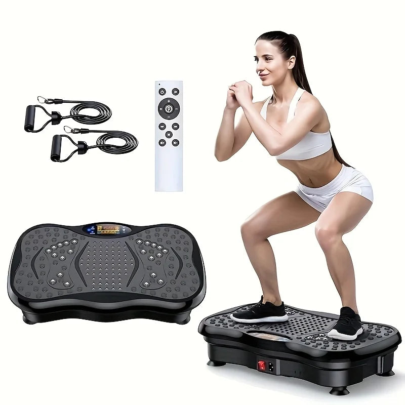 BZEQ Compact Vibration Platform Exercise Machine With Resistance Bands