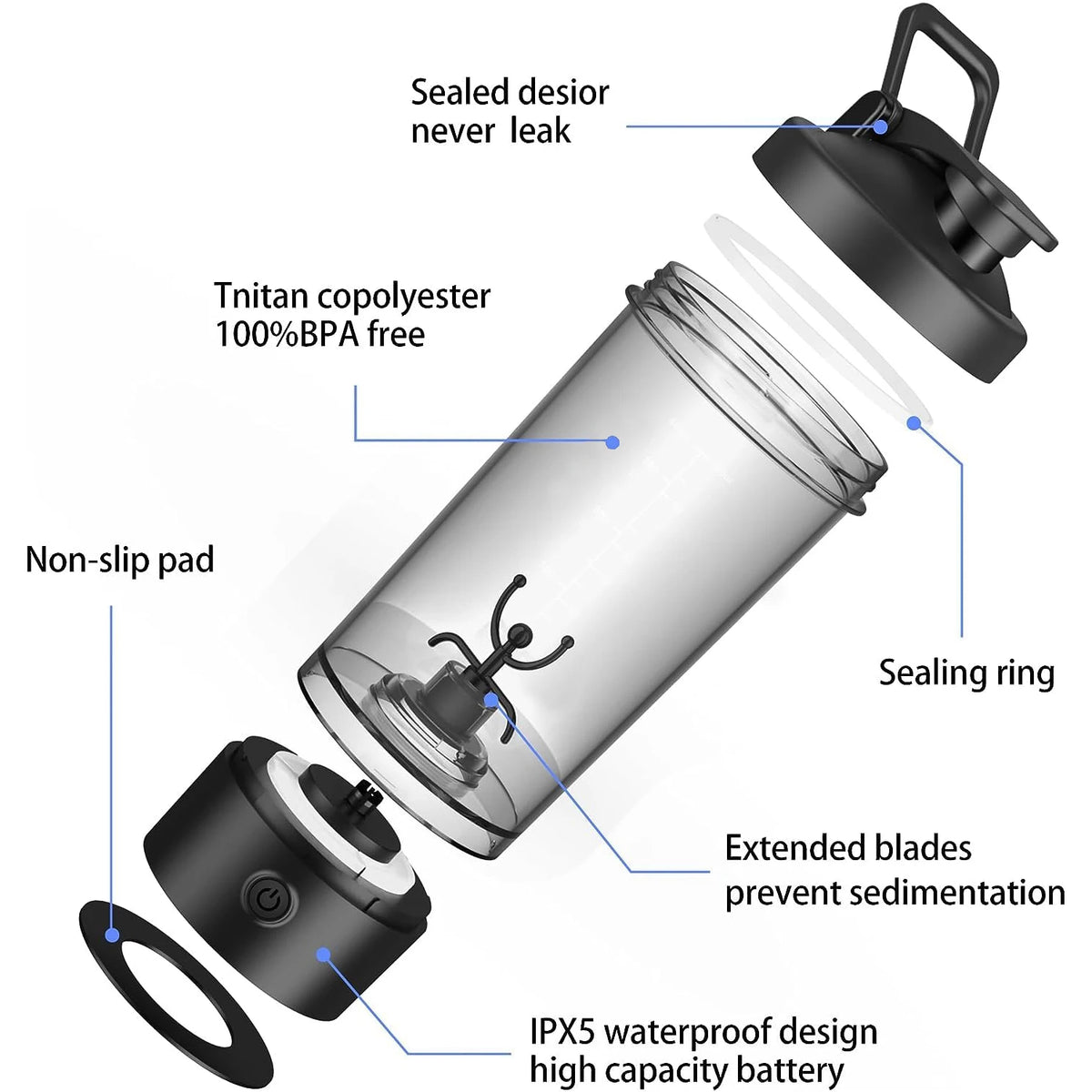 Electric Protein Shaker Bottle for Smooth Blending On The Go