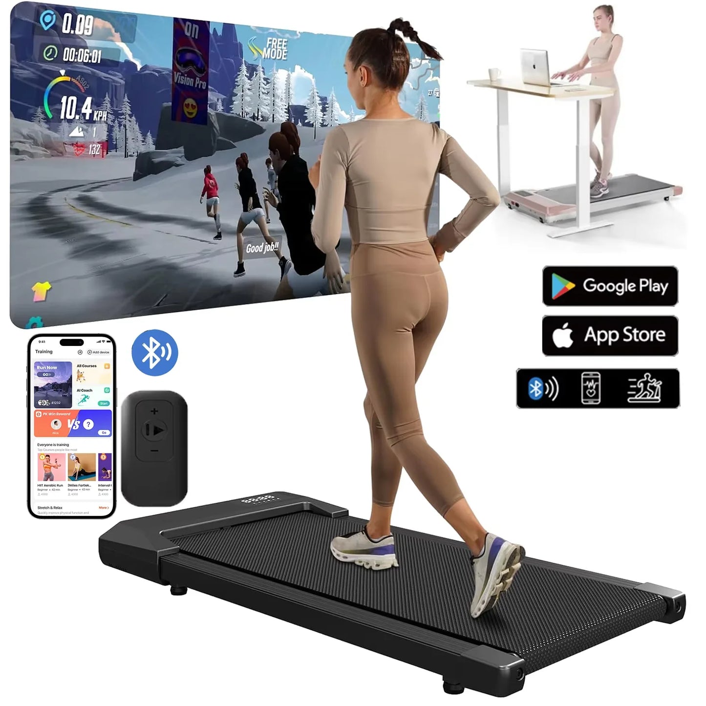 Superun Bluetooth Treadmill Walking Pad App Control Wireless Heart Rate