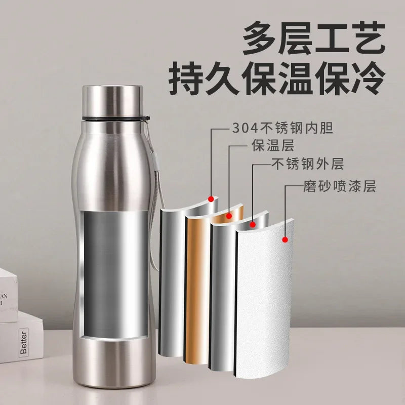 Stainless Steel Sport Water Bottle Rugged Flask For Camping