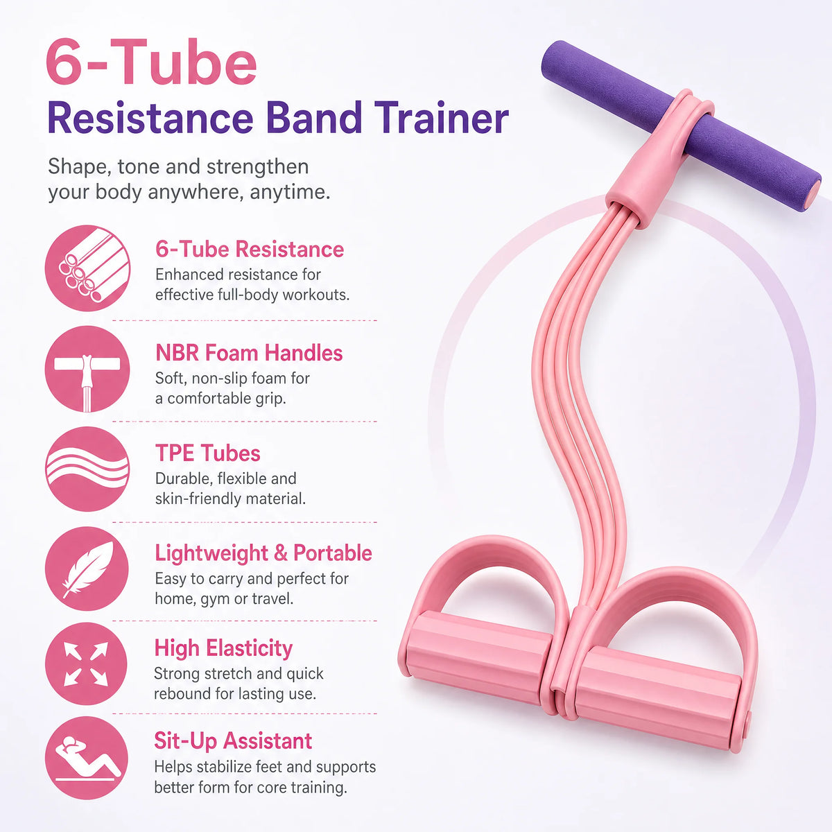 6 Tube Resistance Band Strength Training Exerciser