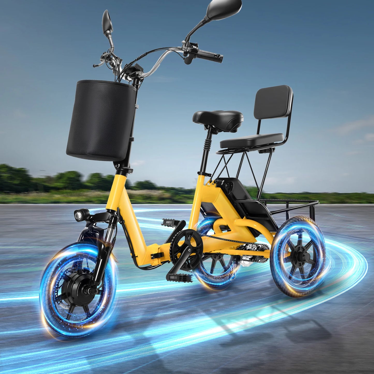 Peak 500W Brushless Folding Electric Trike With 480Wh Removable Battery