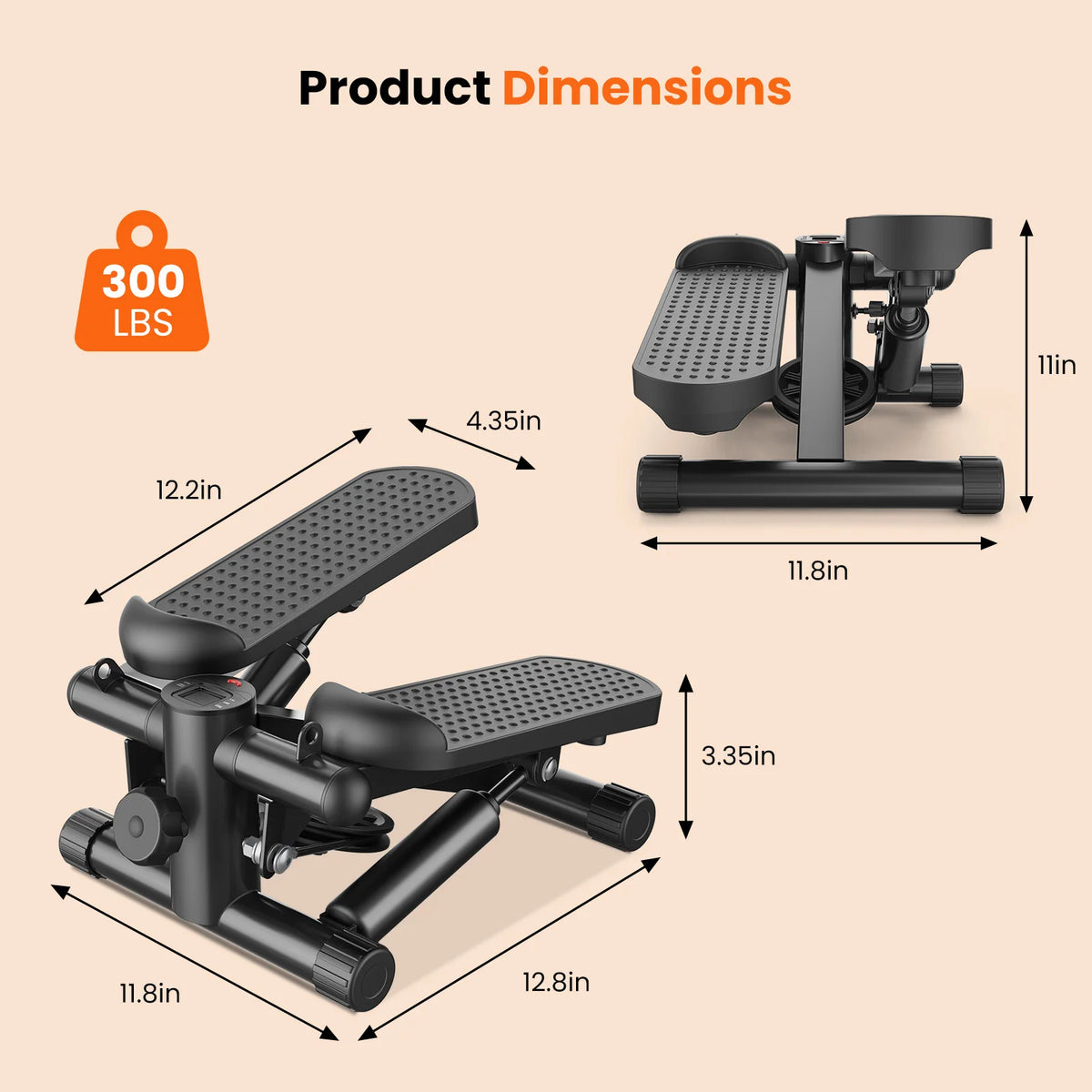 Hydraulic Mini Stepper With Resistance Bands And LCD Monitor