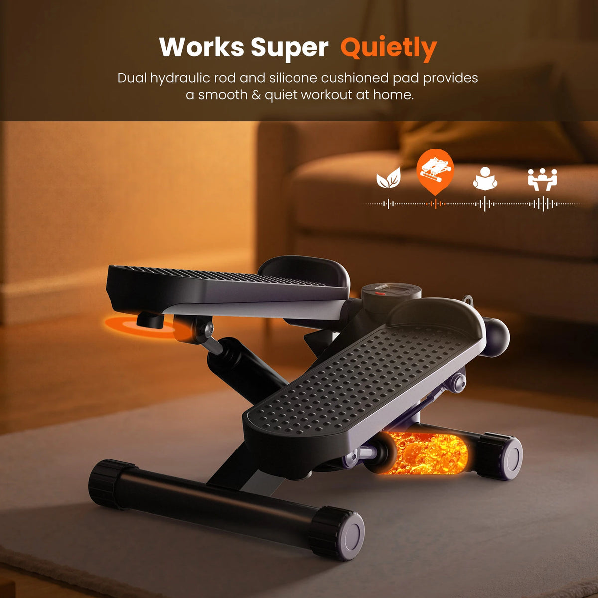 Hydraulic Mini Stepper With Resistance Bands And LCD Monitor