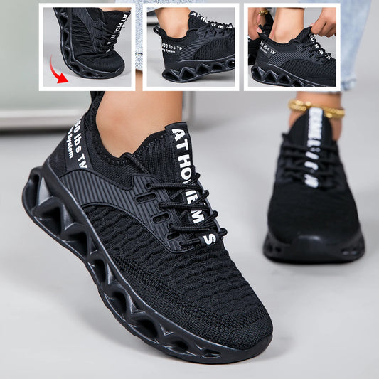 Womens Lightweight Blade Sole Running Sneakers Breathable Knit Shoes