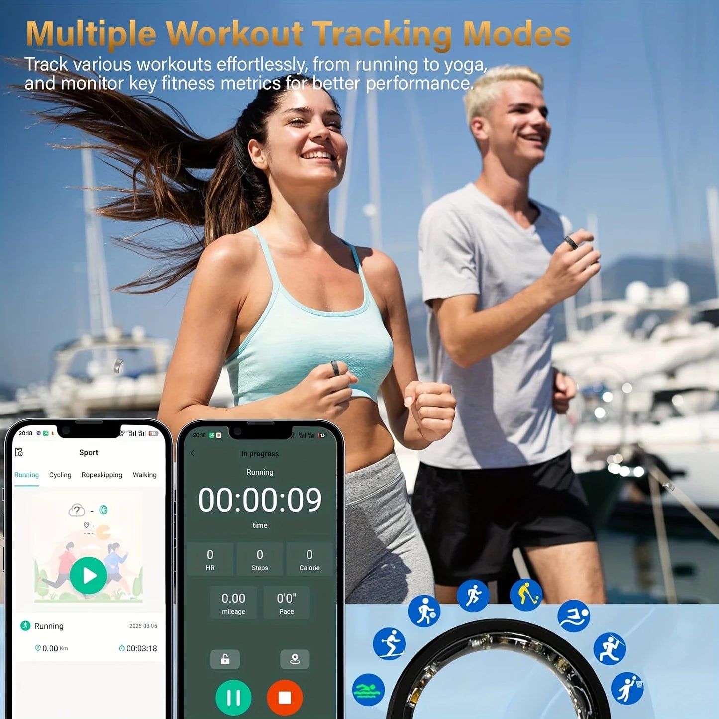 Odelettevcy Smart Ring Fitness Tracker With Health And Sleep Monitoring
