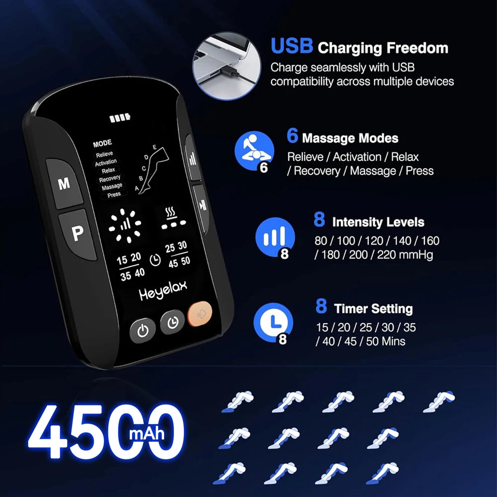 Heyelax Cordless Leg Compression Massager For Muscle Recovery