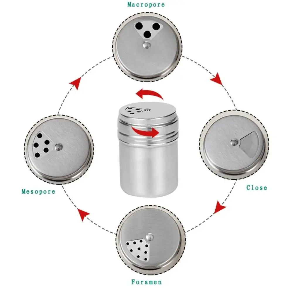 Stainless Steel Rotating Spice Jar Pepper Shaker Kitchen Storage